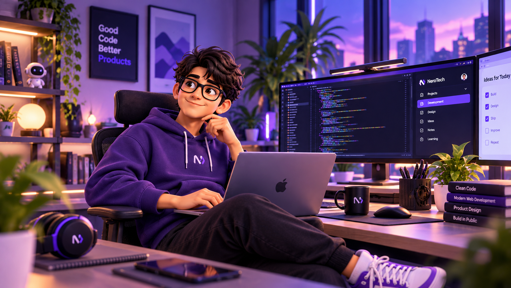 NeroTech developer working at a workstation